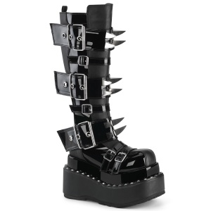 Kiiltonahka 11,5 cm BEAR-215 emo naisten saappaat pyramidin platform mustat