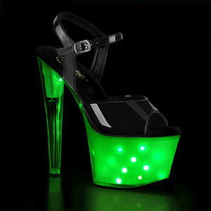 Kiiltonahka 18 cm ILLUMINATOR-709 strippari kengät tankotanssi sandaletit LED hehkulamppu