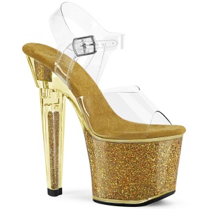 Kultaiset 20 cm LOVESICK-708SG glitter platform sandaalit naisten