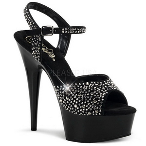Musta 15 cm DELIGHT-609RS Kimaltelevia Kivi naisten kengt korkeat korko