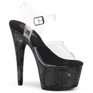 Musta 18 cm BEJEWELED-708DM platform korkokengt strassikivi