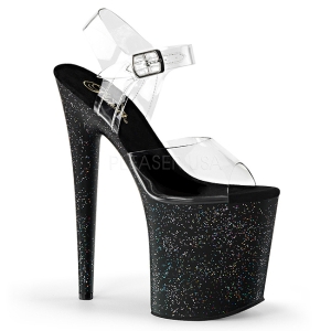 Musta 20 cm Pleaser FLAMINGO-808MG kimallus platform korkokengt naisten