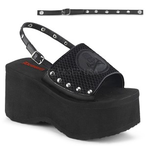 Musta 9 cm DemoniaCult FUNN-32 lolita emo sandaalit platform