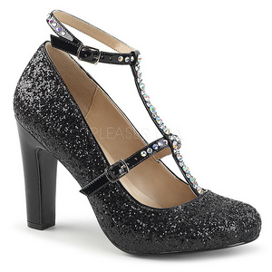 Musta Glitter 10 cm QUEEN-01 suuret koot avokkaat kengt