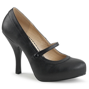 Musta Keinonahka 11,5 cm PINUP-01 suuret koot avokkaat kengt