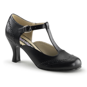 Musta Keinonahkaiset 7,5 cm retro vintage FLAPPER-26 Naisten kengt avokkaat