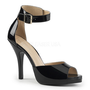Musta Kiiltonahka 12,5 cm EVE-02 suuret koot sandaalit naisten