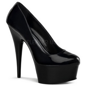 Musta Kiiltonahkaiset 15 cm Pleaser DELIGHT-685 Platform Avokkaat Kengt