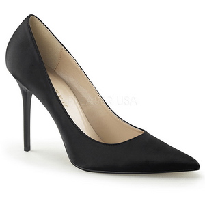 Musta Satiini 10 cm CLASSIQUE-20 suuret koot stilettos kengt