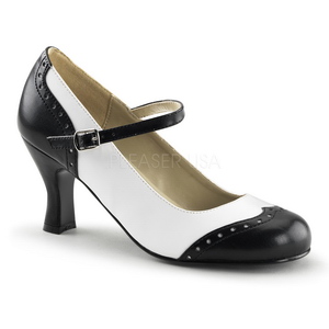 Musta Valkoiset 7,5 cm retro vintage FLAPPER-25 Naisten kengät avokkaat
