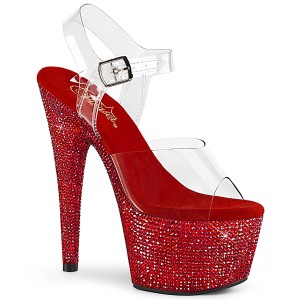 Punaiset 18 cm BEJEWELED-708DM platform korkokengt strassisomisteisetikivi