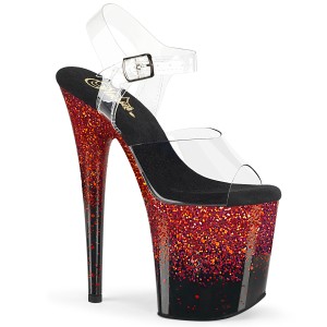 Punaiset 20 cm FLAMINGO-808SS glitter platform korkokengt naisten