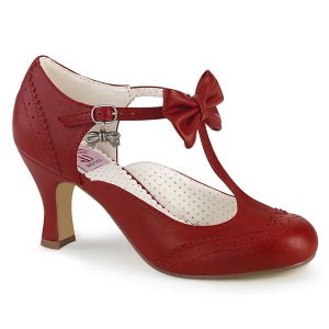 Punaiset 7,5 cm retro vintage FLAPPER-11 Pinup avokkaat kengät alhainen korot