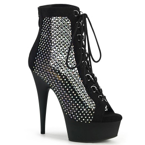 Strassi verkkokangas 15 cm DELIGHT platform nauhalliset nilkkurit musta
