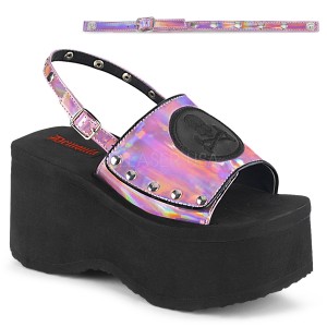Vaaleanpunaiset 9 cm Demonia FUNN-32 lolita sandaalit platform