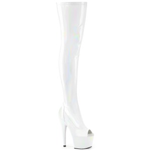 Valkoiset 18 cm ADORE-3011HWR Hologrammi platform overknee saappaat avokrkiset