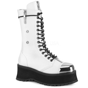 Valkoiset Vegaani 7 cm GRAVEDIGGER-14 demoniacult saappaat - unisex platform saappaat