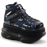 Musta Keinonahka 7,5 cm NEPTUNE-100 Platform Gootti Keng�t Miesten
