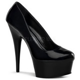 Musta Kiiltonahkaiset 15 cm Pleaser DELIGHT-685 Platform Avokkaat Keng�t