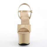 Beiget Kiiltonahkaiset 18 cm Pleaser SKY-309 Platform Korkosandaalit