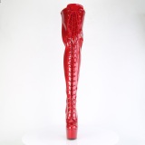 Glitter 18 cm ADORE-3020GP Punaiset nauhalliset ylipolvensaappaat korkokengät