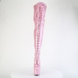 Glitter 18 cm ADORE-3020GP Vaaleanpunaiset nauhalliset ylipolvensaappaat korkokengt