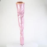 Glitter 18 cm ADORE-3020GP Vaaleanpunaiset nauhalliset ylipolvensaappaat korkokengt