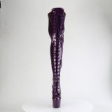 Glitter 18 cm ADORE-3020GP Violetti nauhalliset ylipolvensaappaat korkokengt
