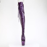 Glitter 18 cm PEEP TOE Violetti nauhalliset ylipolvensaappaat korkokengt