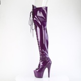 Glitter 18 cm PEEP TOE Violetti nauhalliset ylipolvensaappaat korkokengt