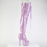 Glitter 18 cm PEEP TOE purppura nauhalliset ylipolvensaappaat korkokengät