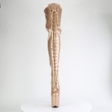 Glitter 20 cm FLAMINGO-3020GP Kultaiset nauhalliset ylipolvensaappaat korkokengt