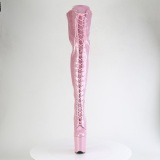 Glitter 20 cm FLAMINGO-3020GP Vaaleanpunaiset nauhalliset ylipolvensaappaat korkokengt