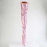 Glitter 20 cm FLAMINGO-3020GP Vaaleanpunaiset nauhalliset ylipolvensaappaat korkokengt