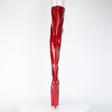Glitter 20 cm PEEP TOE Punaiset nauhalliset ylipolvensaappaat korkokengt