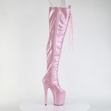 Glitter 20 cm PEEP TOE Vaaleanpunaiset nauhalliset ylipolvensaappaat korkokengt