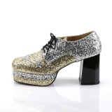 Glitter GLAMROCK-02 parittaja kengt 70-luvun disco miesten nauhakengt platform kullanvriset