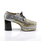 Glitter GLAMROCK-02 parittaja kengt 70-luvun disco miesten nauhakengt platform kullanvriset