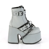 Heijastavat paksu korko 13 cm CAMEL-205 korkokengt chunky platform nilkkurit harmaa