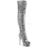 Hopea Paljetit 15 cm PLEASER BLONDIE-R-3011 Pitkt Saappaat Platform
