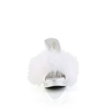 Keinonahka 11,5 cm ELEGANT-401F Valkoiset korkokengät puukengät höyhenet