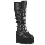 Keinonahka 14 cm demoniacult vasikat venytt platform saappaat stretch