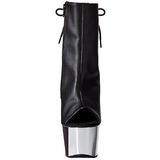 Keinonahka Musta 18 cm Pleaser ADORE-1018 Kromi Platform Nilkkasaappaat