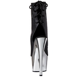 Keinonahka Musta 18 cm Pleaser ADORE-1018 Kromi Platform Nilkkasaappaat