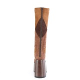 Keinonahka paksu korko hippie 13 cm CAMEL-280 korkokengt chunky platform saappaat ruskea