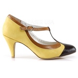 Keltainen 8 cm retro vintage PEACH-03 Pinup avokkaat kengät alhainen korot