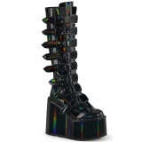 Kiilanilkkurit 14 cm S815 naisten platform saappaat soljet mustat hologrammi