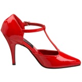 Kiiltonahka 10 cm VANITY-415 avokärkiset avokkaat kengät t-strap punaiset