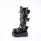 Kiiltonahka 11,5 cm BEAR-215 emo naisten saappaat pyramidin platform mustat