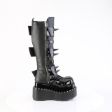 Kiiltonahka 11,5 cm BEAR-215 emo naisten saappaat pyramidin platform mustat